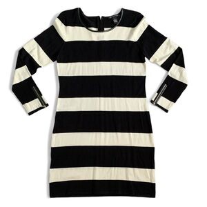 INC International Concepts Black and Cream Striped Dress